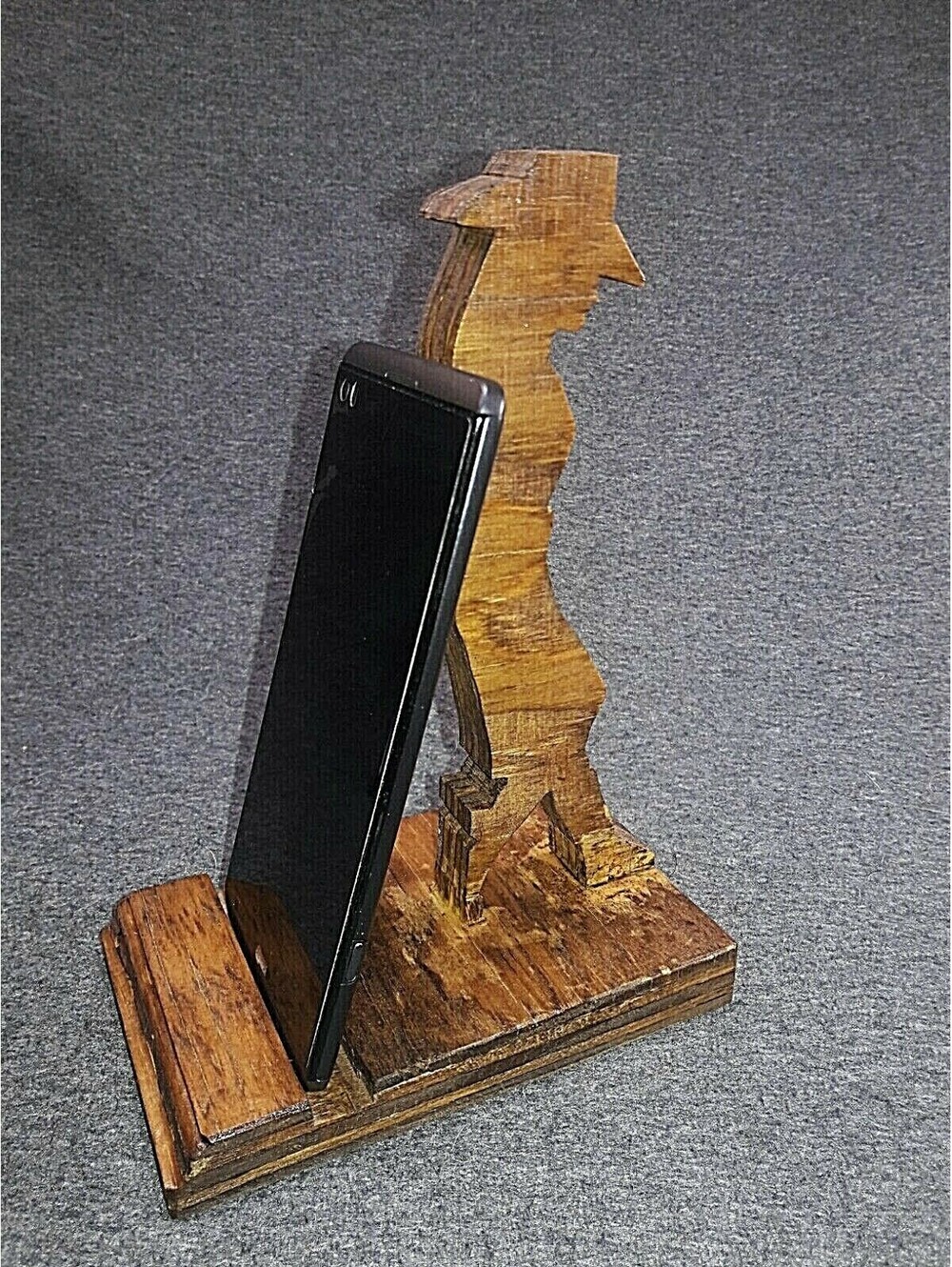 Handmade Wooden Phone Tablet Holder Cowgirl Silhouette - US Crafted